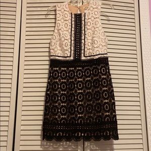 JUST ME BLACK AND WHITE MIDI DRESS